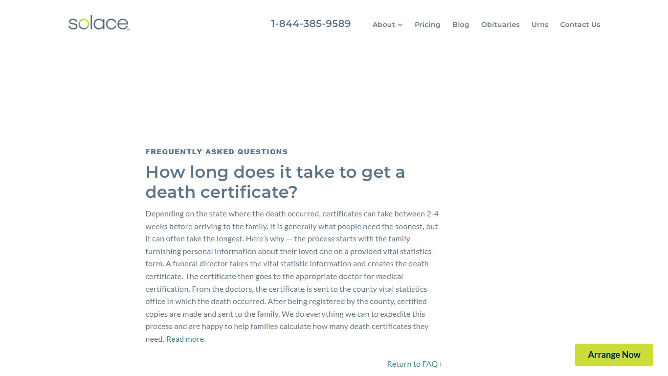 How long does it take to get a death certificate?
